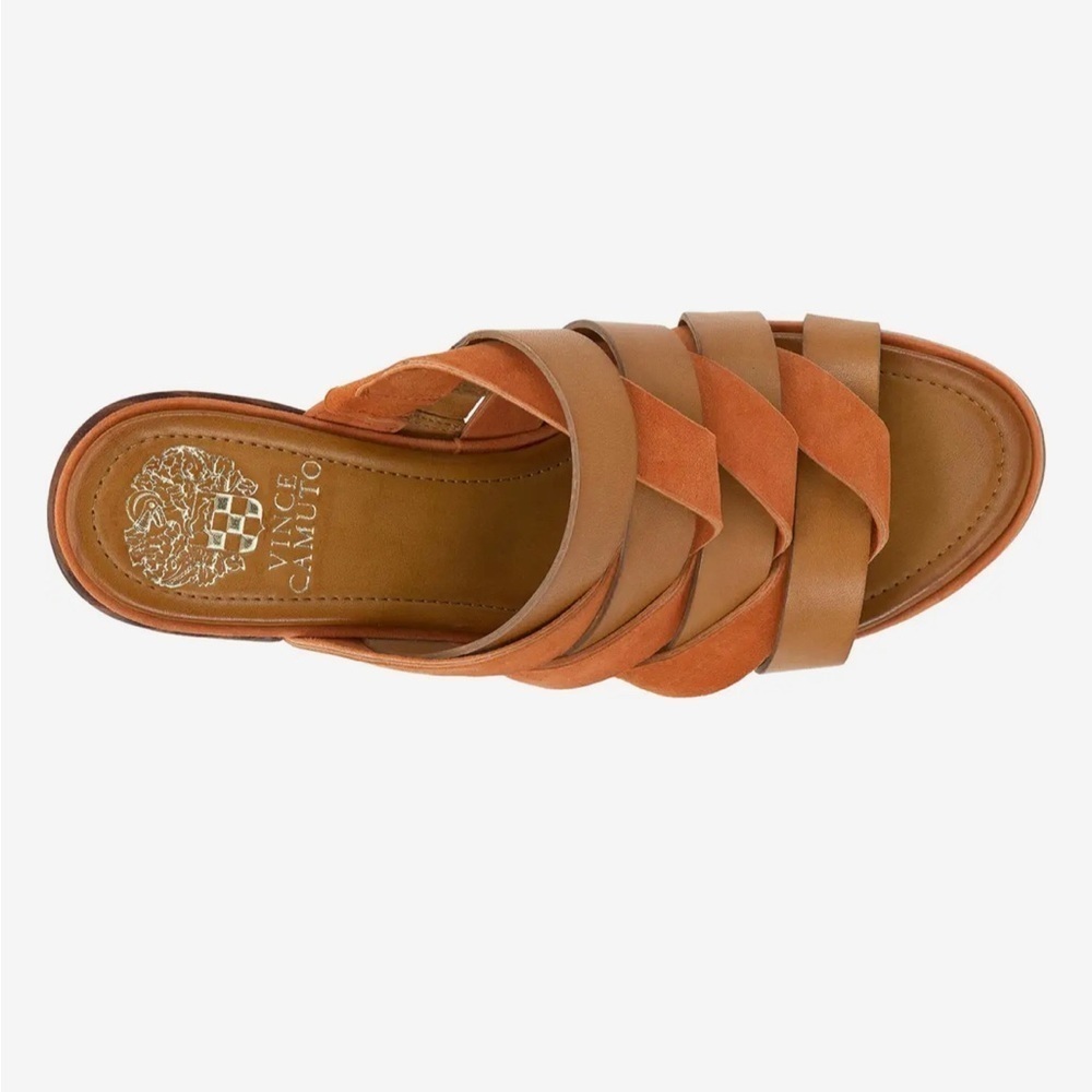 Vince Camuto Women's Deljesta Light Cognac Crisscross Heel Sandals Size 10 - Picture 2 of 12